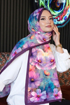 Çiçek Desen Pembe Soft Pamuk Şal 