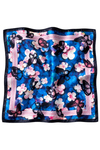 Çiçek Desen Saks Mavisi-Pembe Soft Bandana Fular 50x50 cm