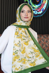 Çiçek Desen Sarı Soft Pamuk Şal 