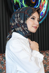 Çiçek Desen Turkuaz Soft Pamuk Eşarp