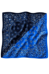 Çift Renk Desen Saks Mavisi Soft Bandana Fular 50x50 cm