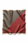 Çizgi Puantiye Desen Bordo Saten Bandana Fular 50×50 cm