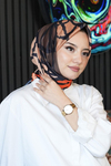 Dallı Desen Turuncu Soft Pamuk Eşarp