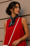 Damla Desen Siyah-Beyaz Soft Bandana Fular 50x50 cm