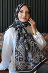 Damla Motif Desen Siyah Soft Pamuk Şal 