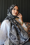 Damla Motif Desen Siyah Soft Pamuk Şal 