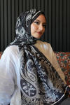 Damla Motif Desen Siyah Soft Pamuk Şal 