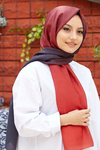 Degrade Desen Siyah-Bordo Soft Pamuk Şal