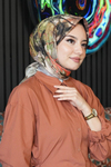 Doğa Desen Gri Soft Pamuk Eşarp
