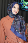 Ekose Paisley Desen Lacivert Soft Pamuk Şal