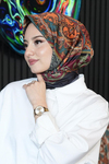 Etnik Desen Bordo Soft Pamuk Eşarp
