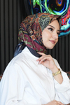 Etnik Desen Bordo Soft Pamuk Eşarp