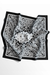Etnik Şal Desen Siyah-Beyaz Soft Bandana Fular 50x50 cm