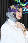 Fırça Desen Mor Soft Pamuk Eşarp