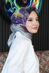 Fırça Desen Mor Soft Pamuk Eşarp