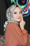 Floral Desen Bej Soft Pamuk Eşarp