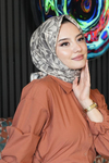 Floral Desen Bej Soft Pamuk Eşarp