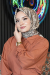 Floral Desen Bej Soft Pamuk Eşarp