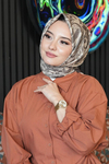 Floral Desen Bej Soft Pamuk Eşarp