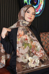 Floral Desen Kahve Soft Pamuk Şal