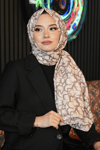 Geometrik Desen Bej Soft Pamuk Şal