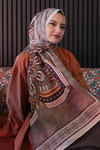 Geometrik Desen Bej Soft Pamuk Şal