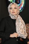 Geometrik Desen Bej Soft Pamuk Şal