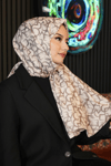 Geometrik Desen Bej Soft Pamuk Şal