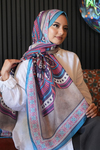 Geometrik Desen Mor Soft Pamuk Şal