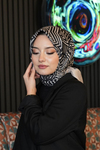 Geometrik Desen Siyah Soft Pamuk Eşarp
