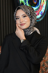 Geometrik Desen Siyah Soft Pamuk Eşarp