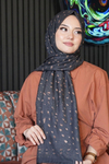 Geyik Desen Antrasit Soft Pamuk Şal
