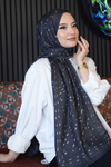 Geyik Desen Siyah Soft Pamuk Şal