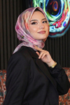 Gül Desen Pembe Soft Pamuk Eşarp