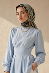 Halat Zincir Desen Lacivert-Bej Soft Fular Eşarp 90x90 cm