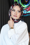 Halkalar Desen Kırmızı Soft Pamuk Eşarp