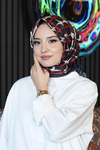 Halkalar Desen Kırmızı Soft Pamuk Eşarp