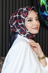 Halkalar Desen Kırmızı Soft Pamuk Eşarp