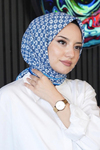 İznik Dokusu Desen Buz Mavi Soft Pamuk Eşarp
