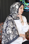Karma Desen Siyah-Krem Soft Pamuk Şal