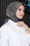 Karma Motif Desen Füme Soft Pamuk Eşarp