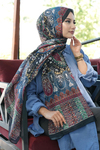 Karma Motif Desen İndigo Soft Pamuk Şal