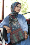 Karma Motif Desen İndigo Soft Pamuk Şal