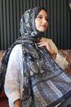 Karma Motif Desen Siyah Soft Pamuk Şal
