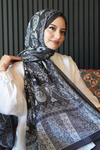Karma Motif Desen Siyah Soft Pamuk Şal