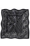 Klasik Paisley Desen Siyah-Beyaz Soft Bandana Fular 50x50 cm