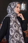 Klasik Paisley Desen Siyah-Beyaz Soft Pamuk Şal