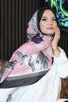 Lale Desen Pembe Soft Pamuk Şal