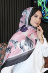 Lale Desen Pembe Soft Pamuk Şal