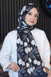 Lale Desen Siyah Soft Pamuk Şal 